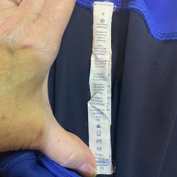 Lululemon Rain-On Train-On Women's Black Blue Full Length Leggings Size 8 - Picture 8 of 13